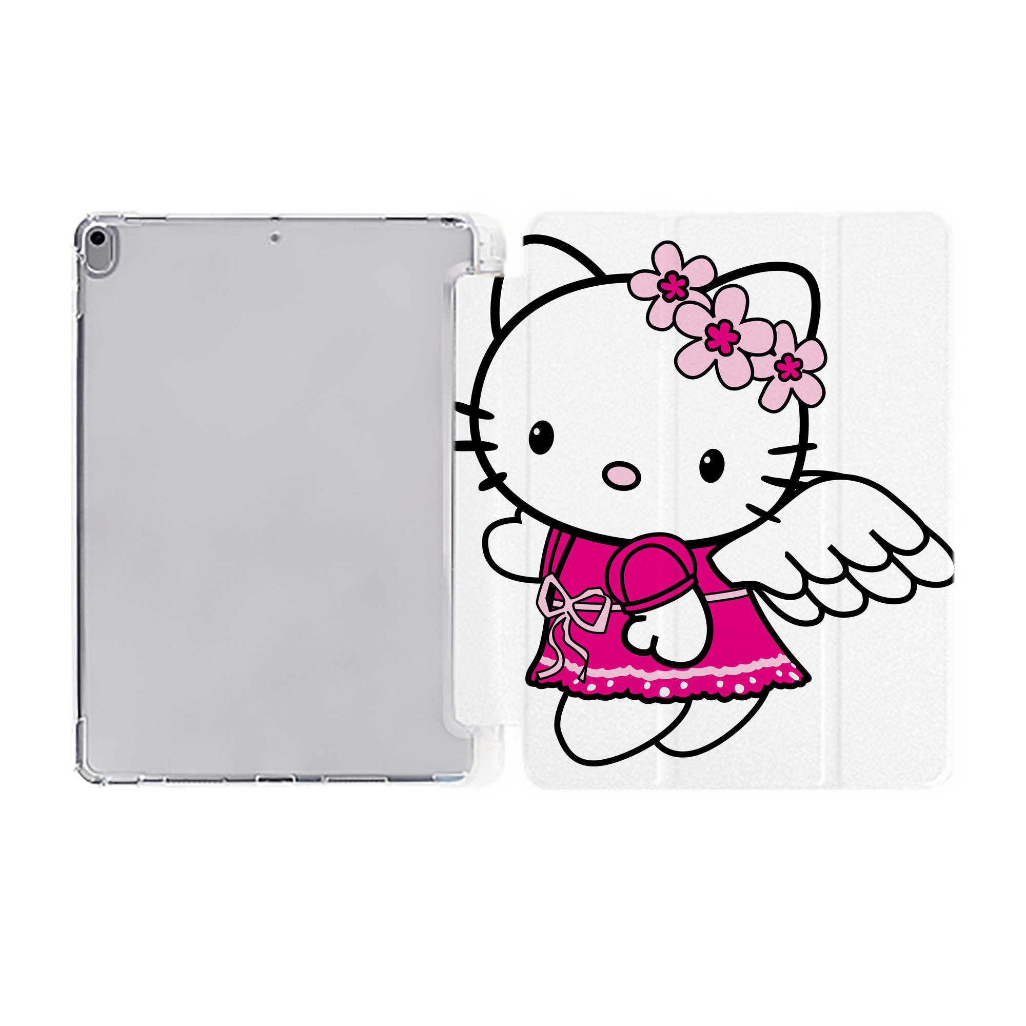 （画像用） Hello Kitty ハローキティ IPad ケース ペン収納付き 三つ折りスタンド PUレザー×シリコン 対応機種9.5/10.5/10.9インチ